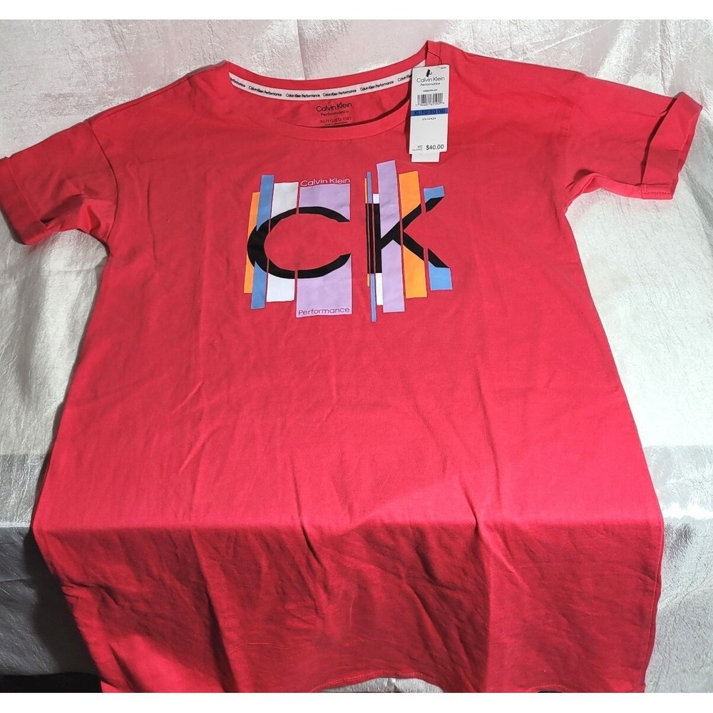 Calvin Klein Girls Performance T-Shirt Dress w/ Logo Detailing - Azalea - XL